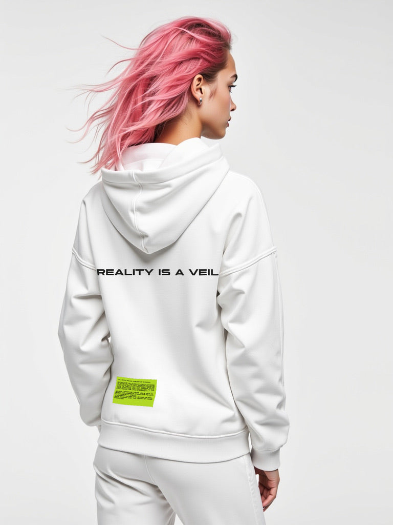 JP White Hoodie – Reality is a Veil