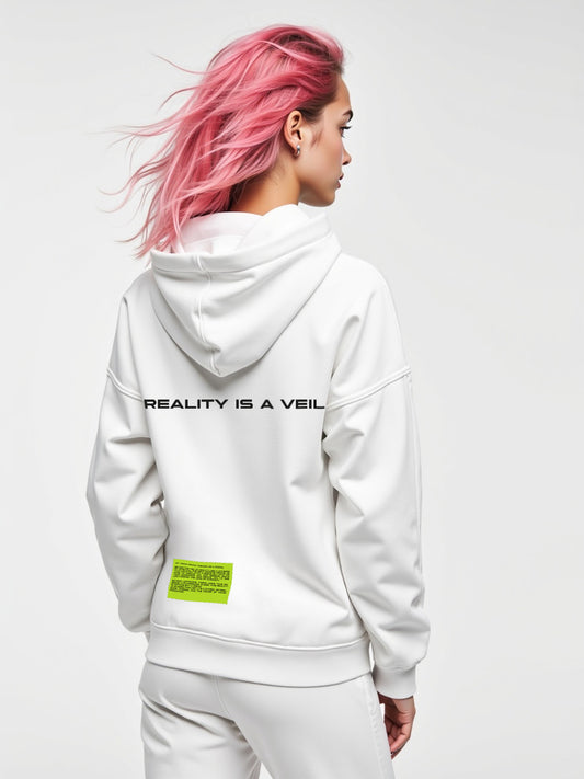 JP White Hoodie – Reality is a Veil